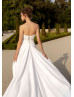 Sweetheart Ivory Satin Slit Modern Wedding Dress